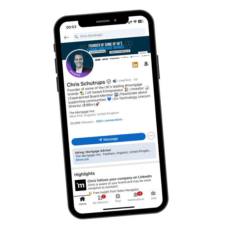 Chris Schutrups's LinkedIn profile on mobile